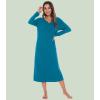 image:imageWiWi Nightgowns for Women Super Soft Sleepwear Long Sleeve V Neck Nightshirts Viscose from Bamboo Cooling Nightdress SXXLAteal Blue