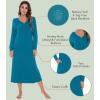 image:imageWiWi Nightgowns for Women Super Soft Sleepwear Long Sleeve V Neck Nightshirts Viscose from Bamboo Cooling Nightdress SXXLAteal Blue