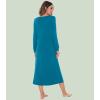 image:imageWiWi Nightgowns for Women Super Soft Sleepwear Long Sleeve V Neck Nightshirts Viscose from Bamboo Cooling Nightdress SXXLAteal Blue