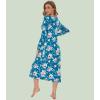 image:imageWiWi Nightgowns for Women Super Soft Sleepwear Long Sleeve V Neck Nightshirts Viscose from Bamboo Cooling Nightdress SXXLAteal BluePeony