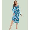 image:imageWiWi Nightgowns for Women Super Soft Sleepwear Long Sleeve V Neck Nightshirts Viscose from Bamboo Cooling Nightdress SXXLAteal BluePeony