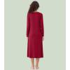 image:imageWiWi Nightgowns for Women Super Soft Sleepwear Long Sleeve V Neck Nightshirts Viscose from Bamboo Cooling Nightdress SXXLAwine Red