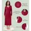 image:imageWiWi Nightgowns for Women Super Soft Sleepwear Long Sleeve V Neck Nightshirts Viscose from Bamboo Cooling Nightdress SXXLAwine Red