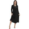 image:imageWiWi Nightgowns for Women Super Soft Sleepwear Long Sleeve V Neck Nightshirts Viscose from Bamboo Cooling Nightdress SXXLBblack