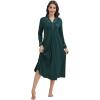 image:imageWiWi Nightgowns for Women Super Soft Sleepwear Long Sleeve V Neck Nightshirts Viscose from Bamboo Cooling Nightdress SXXLBblackish Green