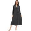 image:imageWiWi Nightgowns for Women Super Soft Sleepwear Long Sleeve V Neck Nightshirts Viscose from Bamboo Cooling Nightdress SXXLBcharcoal Heather
