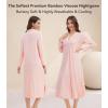 image:imageWiWi Nightgowns for Women Super Soft Sleepwear Long Sleeve V Neck Nightshirts Viscose from Bamboo Cooling Nightdress SXXLBcream Pink
