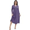 image:imageWiWi Nightgowns for Women Super Soft Sleepwear Long Sleeve V Neck Nightshirts Viscose from Bamboo Cooling Nightdress SXXLBlavender