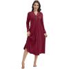 image:imageWiWi Nightgowns for Women Super Soft Sleepwear Long Sleeve V Neck Nightshirts Viscose from Bamboo Cooling Nightdress SXXLBwine