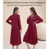 image:imageWiWi Nightgowns for Women Super Soft Sleepwear Long Sleeve V Neck Nightshirts Viscose from Bamboo Cooling Nightdress SXXLBwine