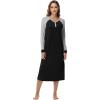 image:imageWiWi Nightgowns for Women Super Soft Sleepwear Long Sleeve V Neck Nightshirts Viscose from Bamboo Cooling Nightdress SXXLCblack