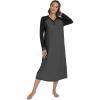 image:imageWiWi Nightgowns for Women Super Soft Sleepwear Long Sleeve V Neck Nightshirts Viscose from Bamboo Cooling Nightdress SXXLCcharcoal Heather
