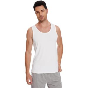 image:imageWiWi Viscose from Bamboo Mens Tank TShirt Soft Crewneck Undershirts Moisture Wicking Sleeveless Tanks Undershirt SXXLAraw White