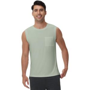 image:imageWiWi Viscose from Bamboo Mens Tank TShirt Soft Crewneck Undershirts Moisture Wicking Sleeveless Tanks Undershirt SXXLBcameo Green