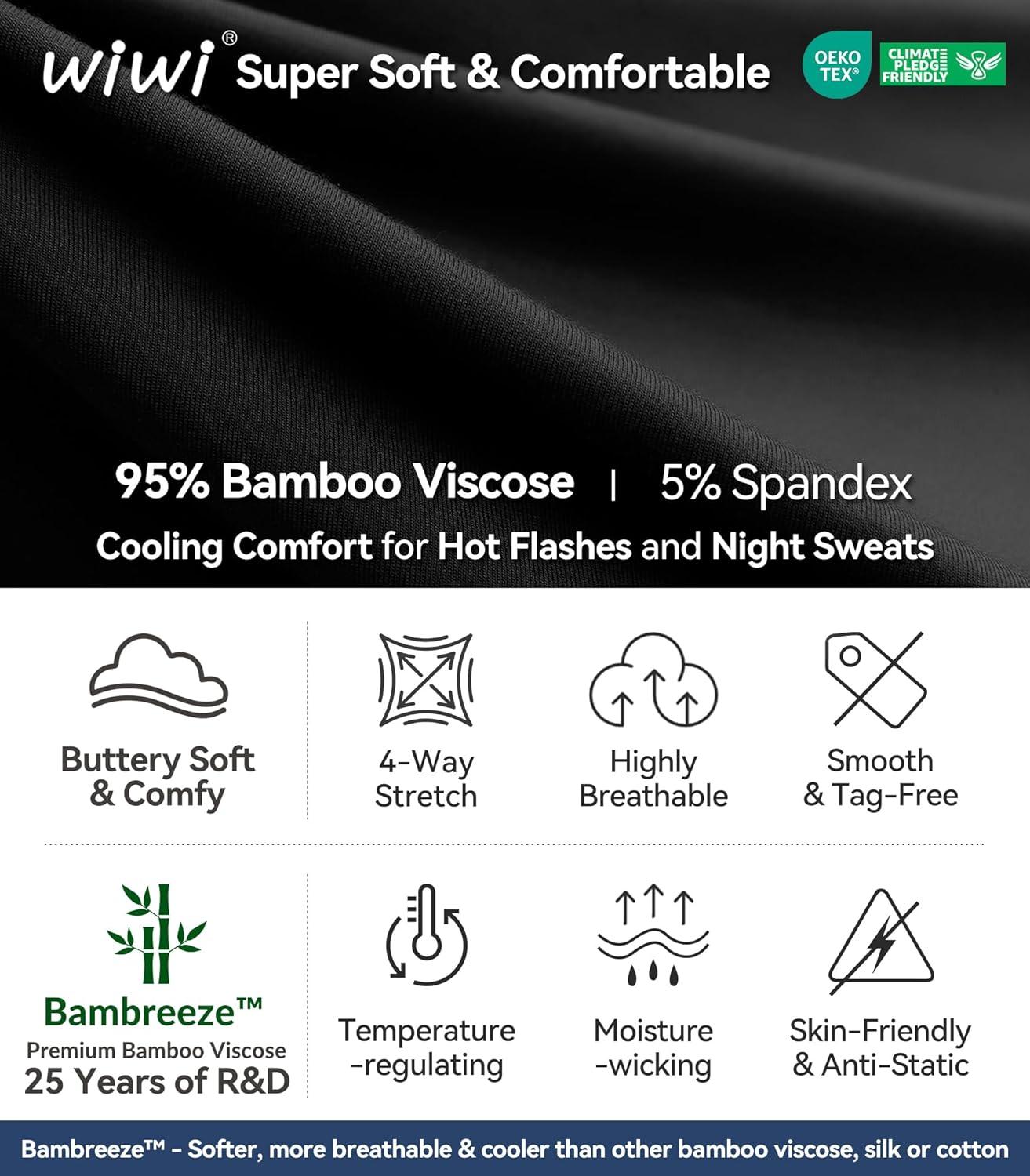 image:imageWiWi Viscose from Bamboo Pajamas Set for Women Super Soft Short Sleeve Cooling Summer Plus Size Pjs Sets Sleepwear S4XBblackcolorful Floral