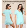 image:imageWiWi Viscose from Bamboo Pajamas Set for Women Super Soft Short Sleeve Cooling Summer Plus Size Pjs Sets Sleepwear S4XAaqua