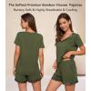 image:imageWiWi Viscose from Bamboo Pajamas Set for Women Super Soft Short Sleeve Cooling Summer Plus Size Pjs Sets Sleepwear S4XAarmy Green