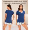 image:imageWiWi Viscose from Bamboo Pajamas Set for Women Super Soft Short Sleeve Cooling Summer Plus Size Pjs Sets Sleepwear S4XAblue Depth Flower