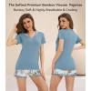 image:imageWiWi Viscose from Bamboo Pajamas Set for Women Super Soft Short Sleeve Cooling Summer Plus Size Pjs Sets Sleepwear S4XAblue Floral
