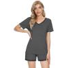 image:imageWiWi Viscose from Bamboo Pajamas Set for Women Super Soft Short Sleeve Cooling Summer Plus Size Pjs Sets Sleepwear S4XAcharcoal Heather