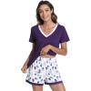 image:imageWiWi Viscose from Bamboo Pajamas Set for Women Super Soft Short Sleeve Cooling Summer Plus Size Pjs Sets Sleepwear S4XAdark Purpledark Purple Dots