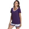 image:imageWiWi Viscose from Bamboo Pajamas Set for Women Super Soft Short Sleeve Cooling Summer Plus Size Pjs Sets Sleepwear S4XAdark Purpledark Purple Dots