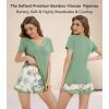 image:imageWiWi Viscose from Bamboo Pajamas Set for Women Super Soft Short Sleeve Cooling Summer Plus Size Pjs Sets Sleepwear S4XAgreen Floral
