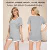 image:imageWiWi Viscose from Bamboo Pajamas Set for Women Super Soft Short Sleeve Cooling Summer Plus Size Pjs Sets Sleepwear S4XAheather Grey