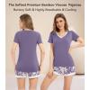 image:imageWiWi Viscose from Bamboo Pajamas Set for Women Super Soft Short Sleeve Cooling Summer Plus Size Pjs Sets Sleepwear S4XApurpleFloral