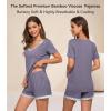 image:imageWiWi Viscose from Bamboo Pajamas Set for Women Super Soft Short Sleeve Cooling Summer Plus Size Pjs Sets Sleepwear S4XApurplish Grey