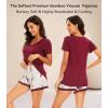 image:imageWiWi Viscose from Bamboo Pajamas Set for Women Super Soft Short Sleeve Cooling Summer Plus Size Pjs Sets Sleepwear S4XAwine Flower