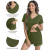 image:imageWiWi Viscose from Bamboo Pajamas Set for Women Super Soft Short Sleeve Cooling Summer Plus Size Pjs Sets Sleepwear S4XBarmy Green