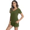 image:imageWiWi Viscose from Bamboo Pajamas Set for Women Super Soft Short Sleeve Cooling Summer Plus Size Pjs Sets Sleepwear S4XBarmy Green