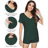 image:imageWiWi Viscose from Bamboo Pajamas Set for Women Super Soft Short Sleeve Cooling Summer Plus Size Pjs Sets Sleepwear S4XBfence Green