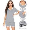 image:imageWiWi Viscose from Bamboo Pajamas Set for Women Super Soft Short Sleeve Cooling Summer Plus Size Pjs Sets Sleepwear S4XBheather Grey