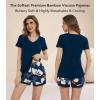 image:imageWiWi Viscose from Bamboo Pajamas Set for Women Super Soft Short Sleeve Cooling Summer Plus Size Pjs Sets Sleepwear S4XBink Bluenavy Floral