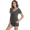 image:imageWiWi Viscose from Bamboo Pajamas Set for Women Super Soft Short Sleeve Cooling Summer Plus Size Pjs Sets Sleepwear S4XBiron Grey