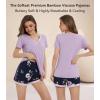 image:imageWiWi Viscose from Bamboo Pajamas Set for Women Super Soft Short Sleeve Cooling Summer Plus Size Pjs Sets Sleepwear S4XBlight PurplenavyFloral