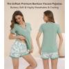 image:imageWiWi Viscose from Bamboo Pajamas Set for Women Super Soft Short Sleeve Cooling Summer Plus Size Pjs Sets Sleepwear S4XBsage Greengreen Leaf