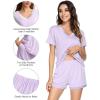 image:imageWiWi Viscose from Bamboo Pajamas Set for Women Super Soft Short Sleeve Cooling Summer Plus Size Pjs Sets Sleepwear S4XBtaro Purple