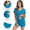 image:imageWiWi Viscose from Bamboo Pajamas Set for Women Super Soft Short Sleeve Cooling Summer Plus Size Pjs Sets Sleepwear S4XBteal Blue