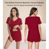 image:imageWiWi Viscose from Bamboo Pajamas Set for Women Super Soft Short Sleeve Cooling Summer Plus Size Pjs Sets Sleepwear S4XBwine Red