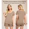 image:imageWiWi Viscose from Bamboo Pajamas Set for Women Super Soft Short Sleeve Cooling Summer Plus Size Pjs Sets Sleepwear S4XCcamel
