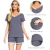 image:imageWiWi Viscose from Bamboo Pajamas Set for Women Super Soft Short Sleeve Cooling Summer Plus Size Pjs Sets Sleepwear S4XCdark Grey