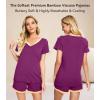 image:imageWiWi Viscose from Bamboo Pajamas Set for Women Super Soft Short Sleeve Cooling Summer Plus Size Pjs Sets Sleepwear S4XCdark Reddish Purple
