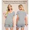 image:imageWiWi Viscose from Bamboo Pajamas Set for Women Super Soft Short Sleeve Cooling Summer Plus Size Pjs Sets Sleepwear S4XCheather Grey