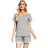 image:imageWiWi Viscose from Bamboo Pajamas Set for Women Super Soft Short Sleeve Cooling Summer Plus Size Pjs Sets Sleepwear S4XCheather Grey