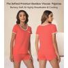 image:imageWiWi Viscose from Bamboo Pajamas Set for Women Super Soft Short Sleeve Cooling Summer Plus Size Pjs Sets Sleepwear S4XDcoral