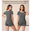 image:imageWiWi Viscose from Bamboo Pajamas Set for Women Super Soft Short Sleeve Cooling Summer Plus Size Pjs Sets Sleepwear S4XDdark Heather Grey
