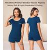 image:imageWiWi Viscose from Bamboo Pajamas Set for Women Super Soft Short Sleeve Cooling Summer Plus Size Pjs Sets Sleepwear S4XDink Blue